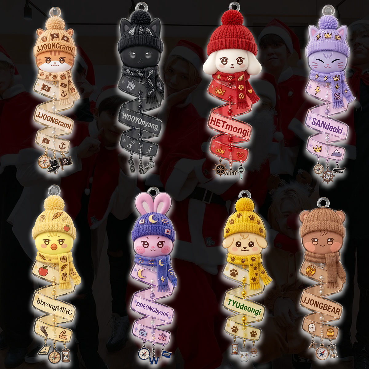 Atineez Spiral-Set Ornament Ateez Acryl-Ornament Weihnachtsbaum-Deko Fan-Edition