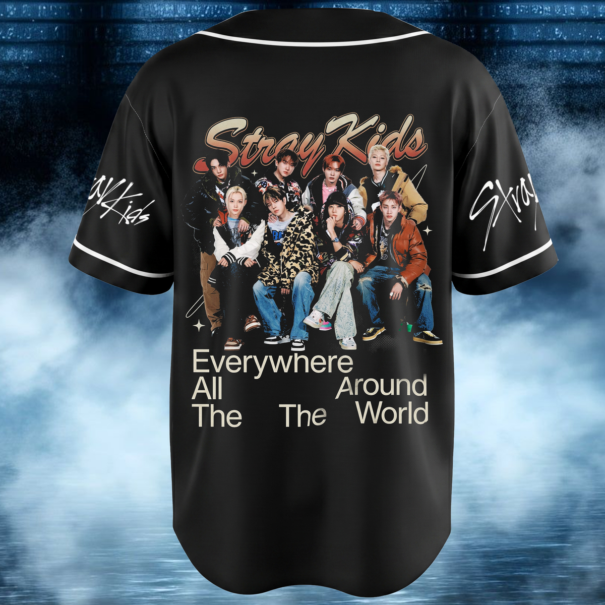 Stray Kids Run It World Tour Baseball-Trikot Edgy Streetwear Geschenk für Fans
