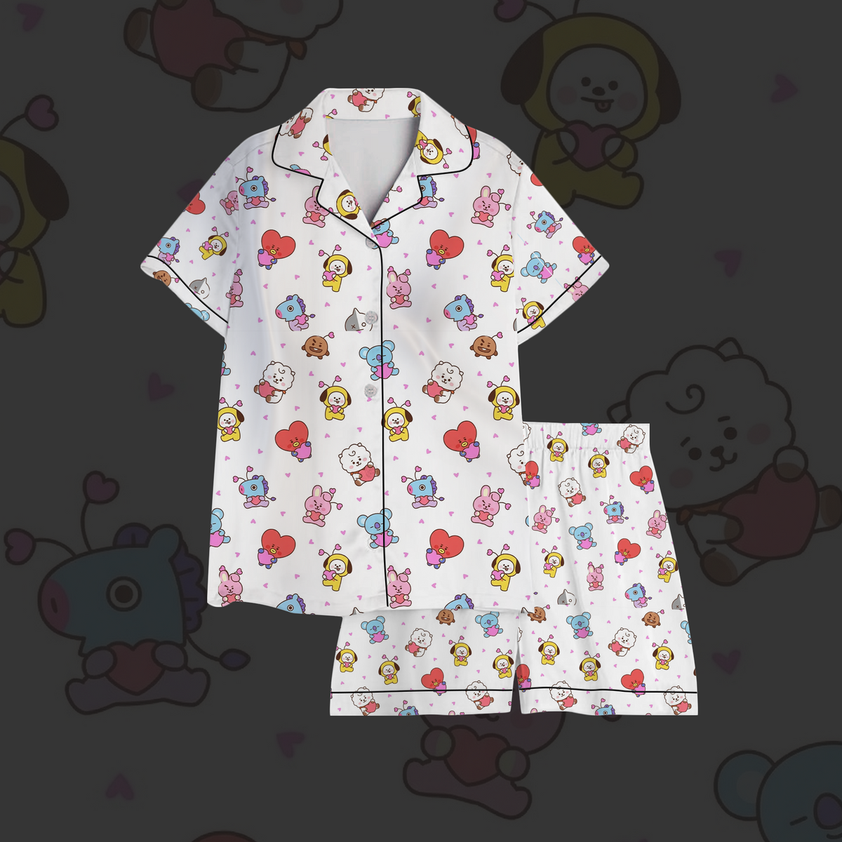 BT21 Purple Heart BTS Schlafanzug-Set Geschenk für Verliebte