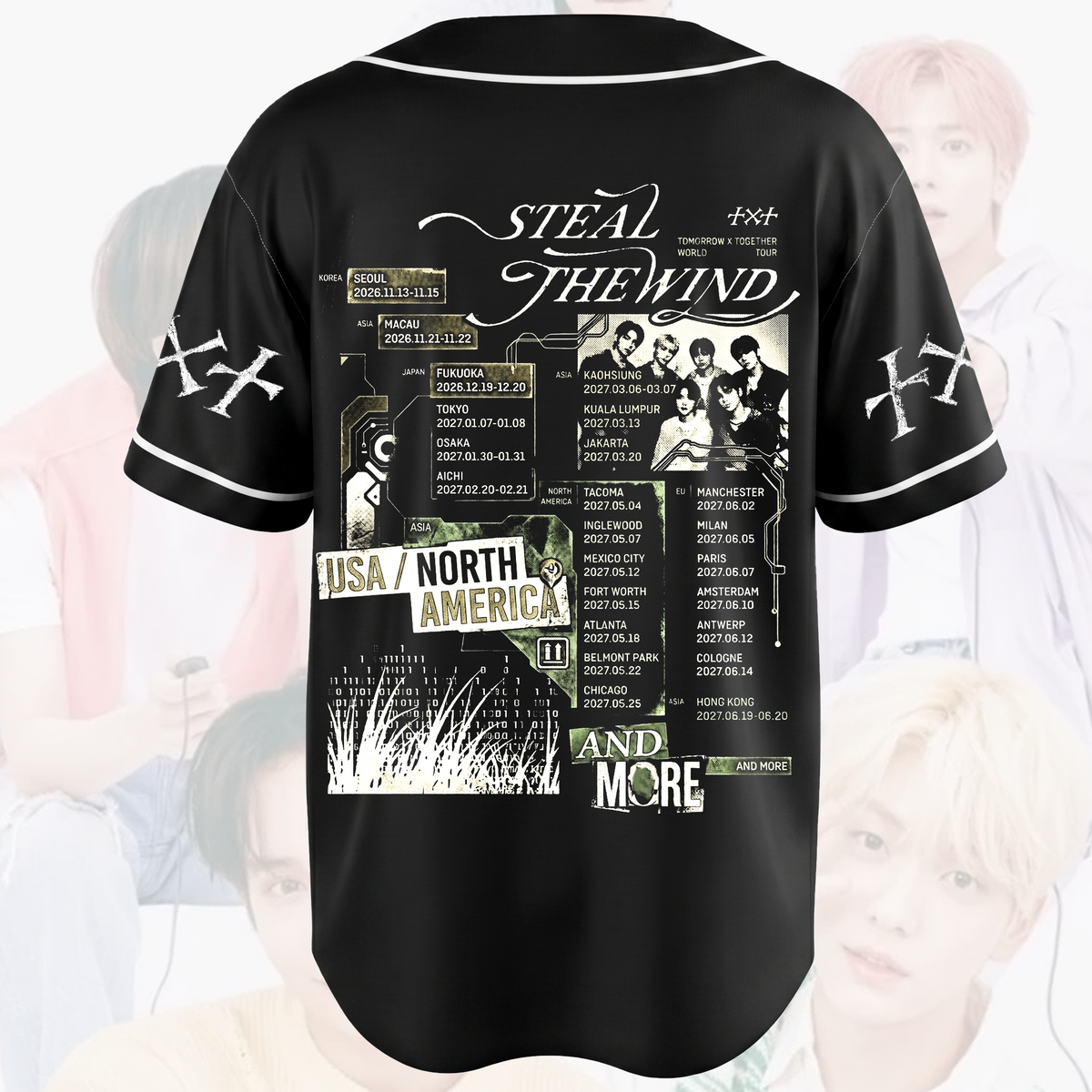 Streetwear TXT Steal The Wind Tour Baseball-Trikot Tomorrow X Together Shirt Fan-Geschenke