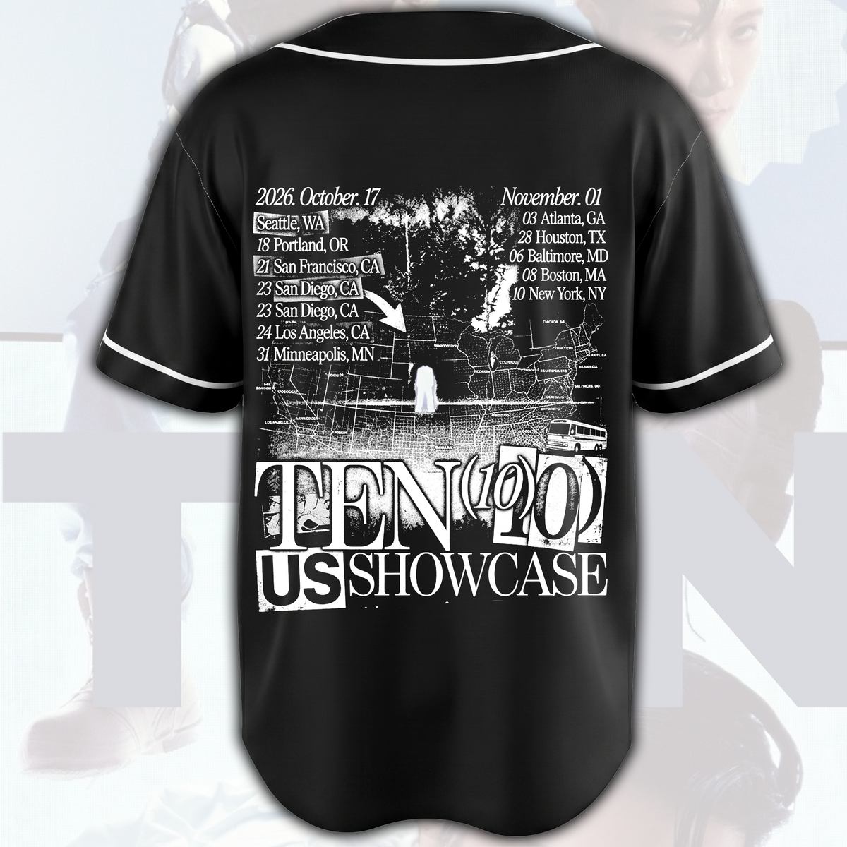 Baseballtrikot-Geschenk für Fans zur ersten TEN 10 US Showcase Tour