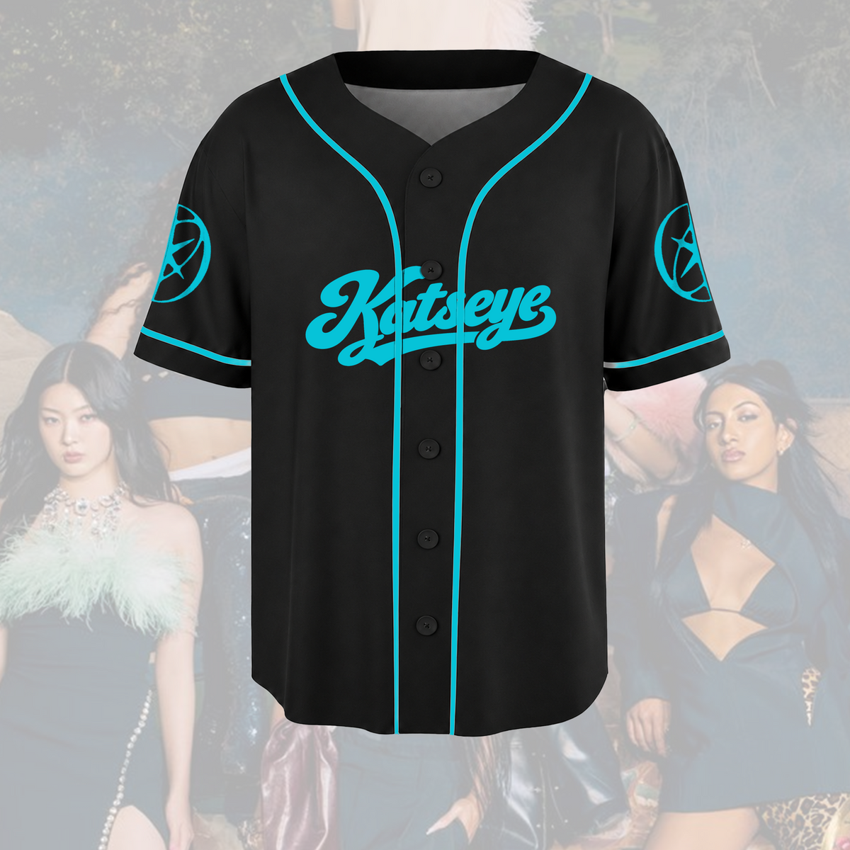 Katseye The Wildworld Tour Cyberpunk Neon-Türkis Baseball-Trikot Geschenk für Fans