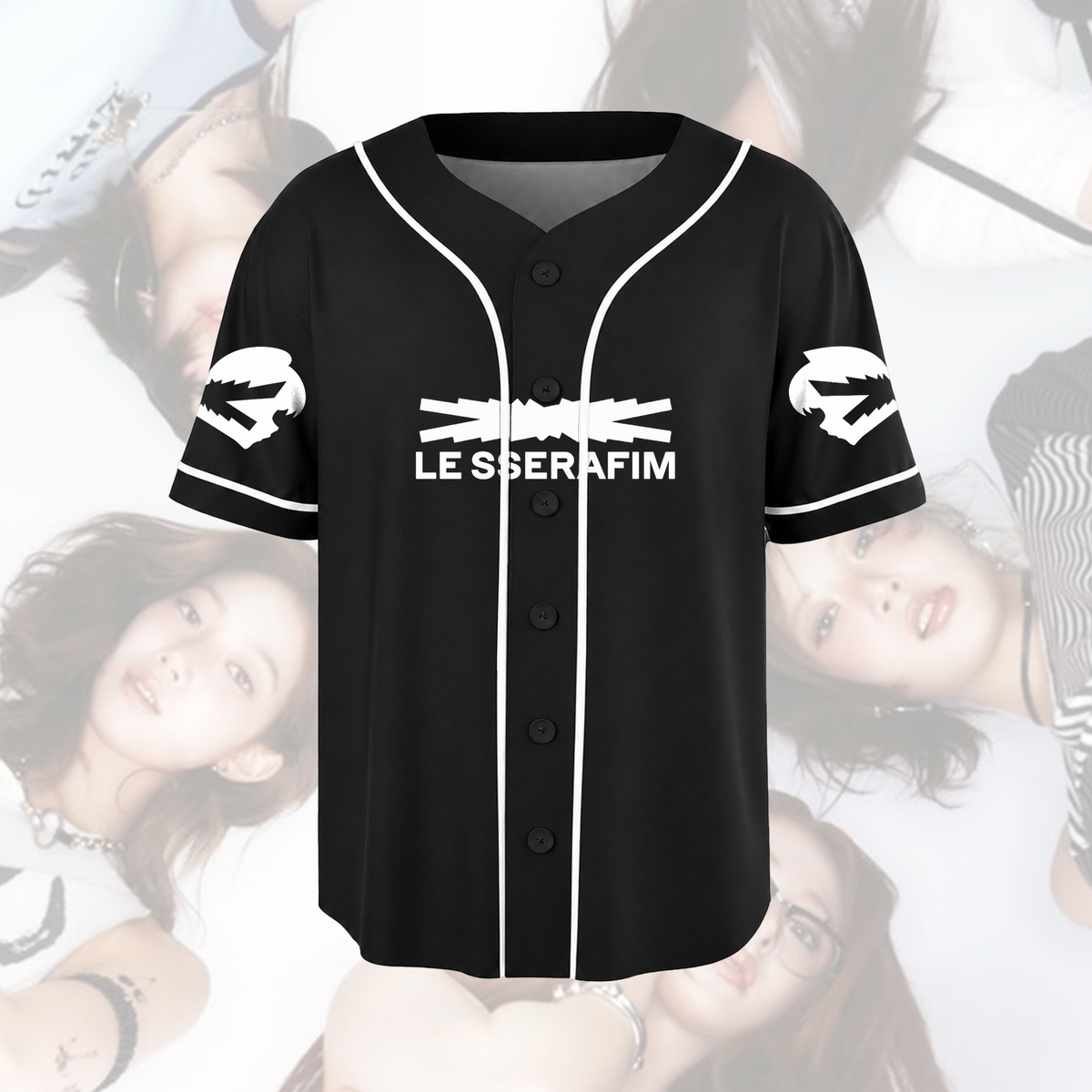 Schickes, minimalistisches LE SSERAFIM Pureflow Tour Baseball-Jersey, Unisex Streetwear-Geschenk für Fans