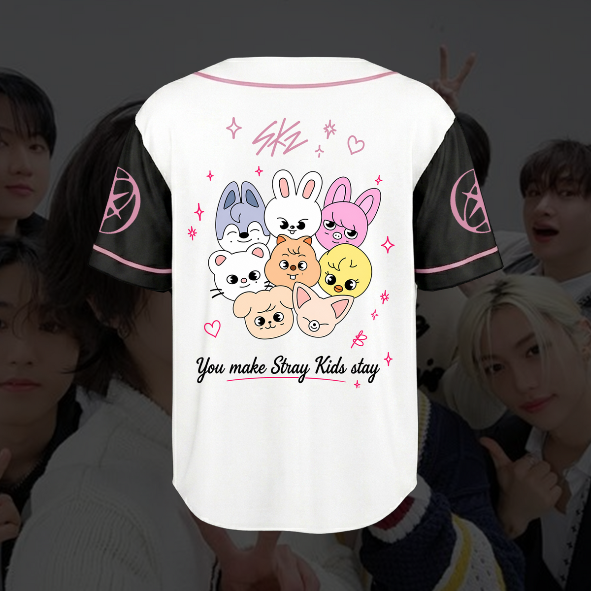 Niedliches Stray Kids Skzoo Baseballtrikot Run It Merchandise Geschenk für Fans