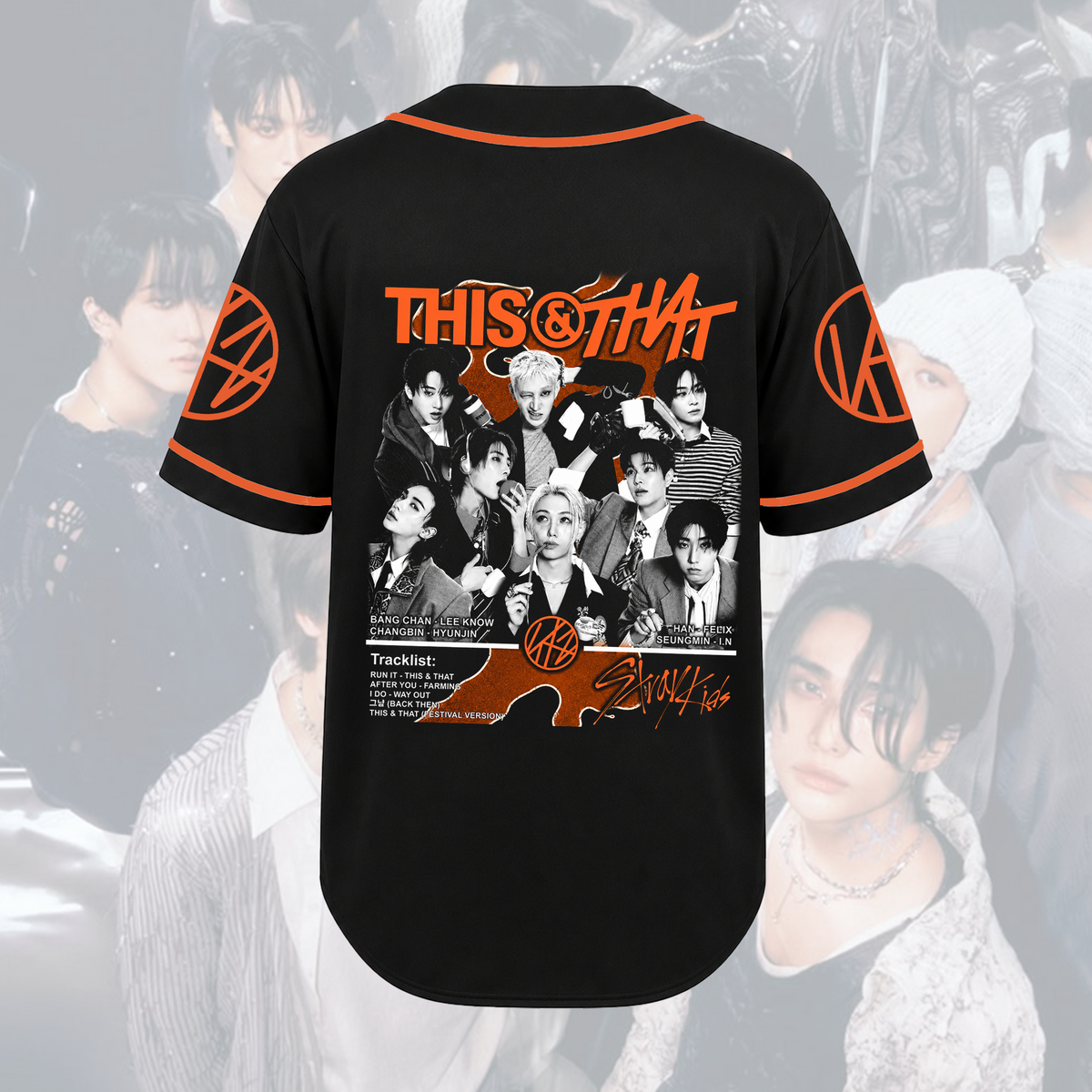 Stray Kids Album Tracklist Baseball-Jersey Orange Streetwear-Outfit Geschenk für Stay