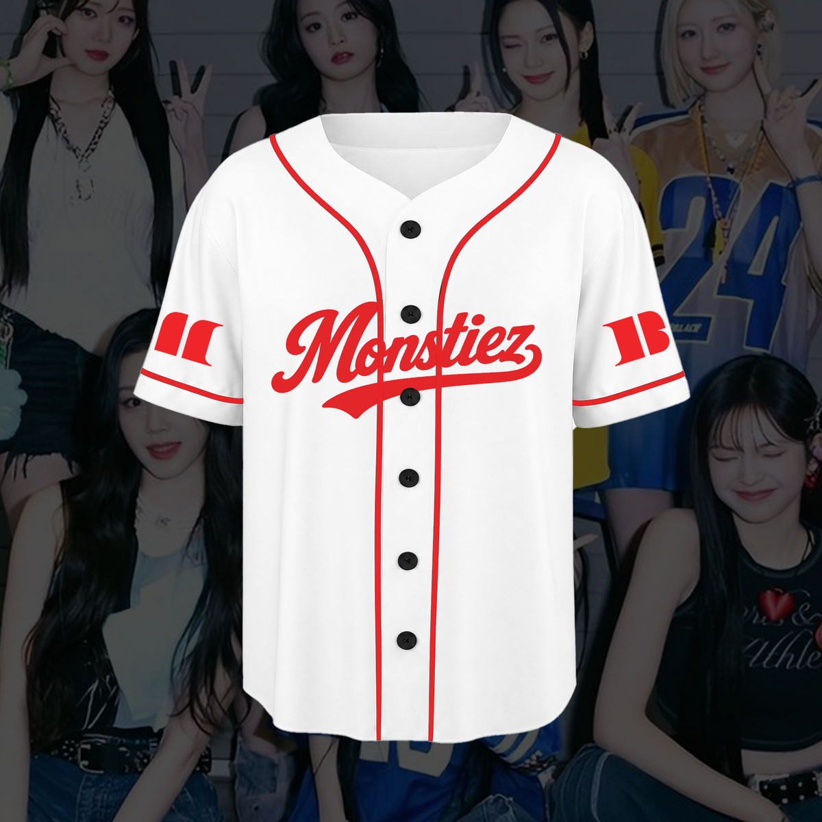 Atemberaubendes BABYMONSTER Choom Trikot Weißes Monstiez Baseballshirt