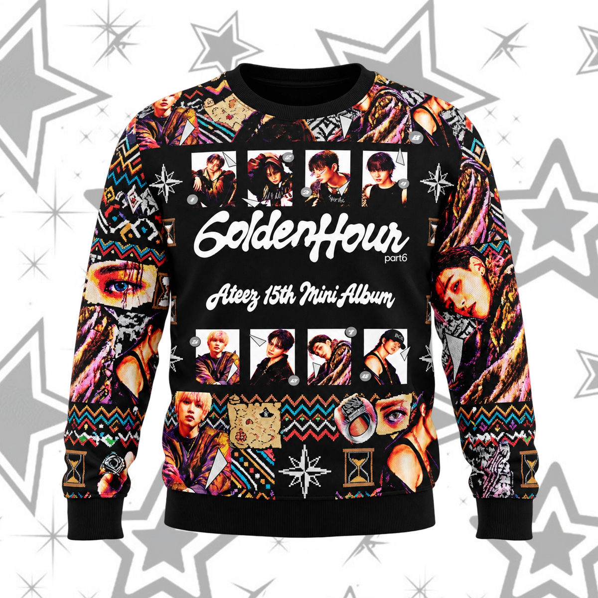 Dramatic Golden Hour Part 6 ATEEZ 15th Mini Album Ugly Sweater For Atiny
