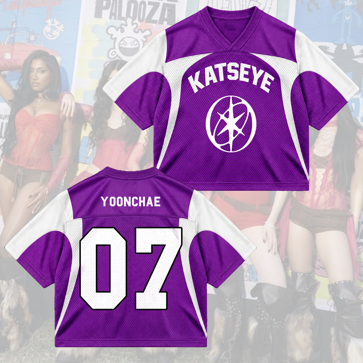 KATSEYE Wild Tour Sporty Purple Mixed Mesh Jersey für EYEKONS