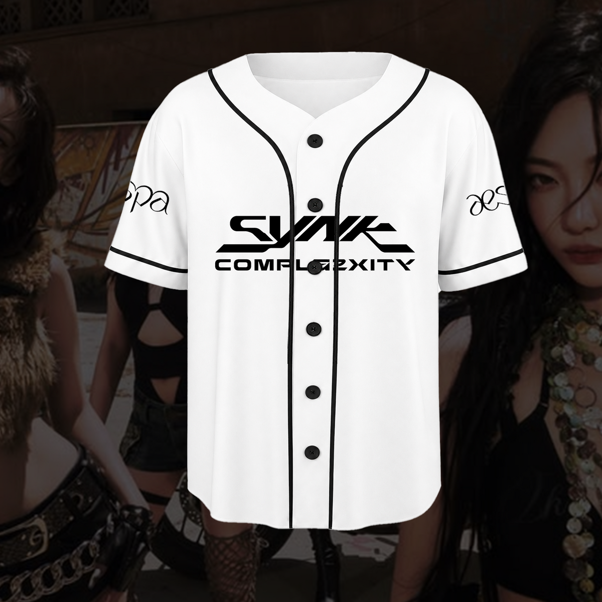 Aespa SYNK Complexity Weißes Trikot Neon-Lila Grafik-Shirt Geschenk für Fans