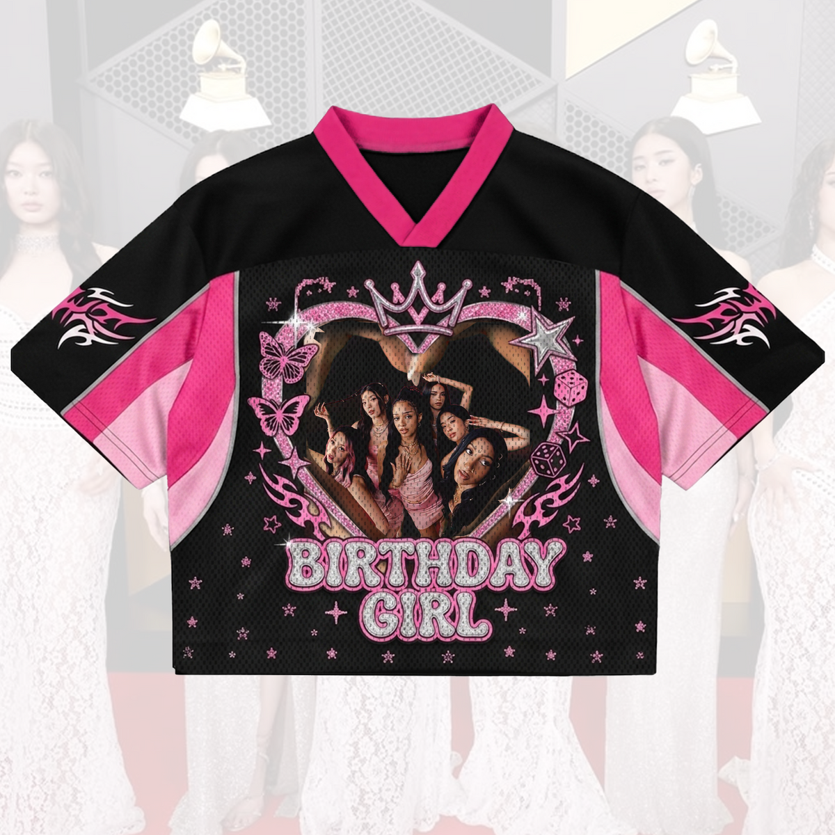 Pinky Personalisiertes Geburtstagskind Katseye-Mesh-Trikot für Kinder-Fan