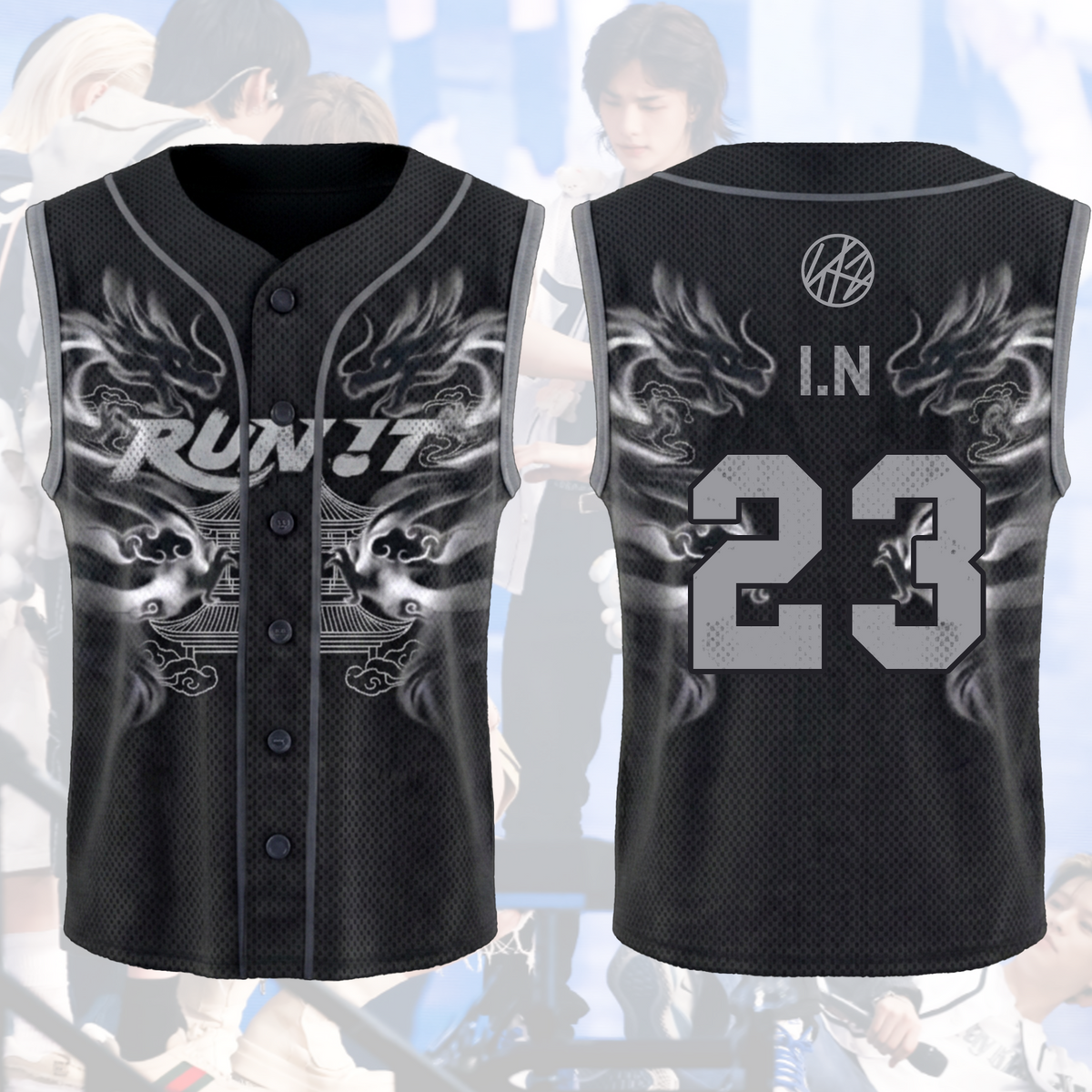 Streetwear Stray Kids Run It Welttournee Mystic Smoke Ärmelloses Mesh-Baseballtrikot Geschenk für Fans