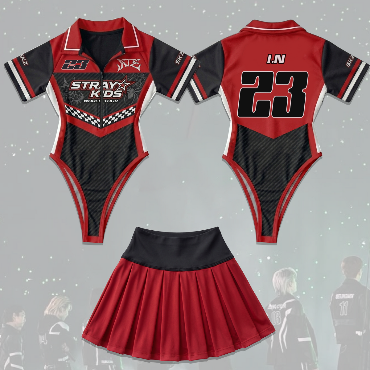 Racing Stray Kids Konzert ATE Dominate Tour Komplettes Jersey-Bodysuit-Set Fan-Edition