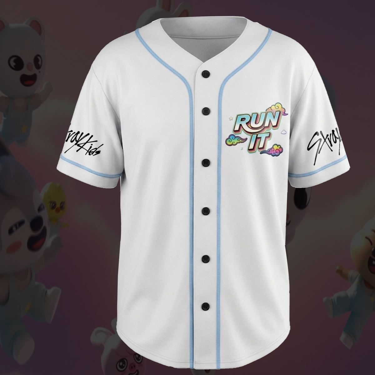 Niedliches Tasy Skzoo Stray Kids Run It World Tour Baseball-Trikot Bunte Fanartikel Geschenke für Stay