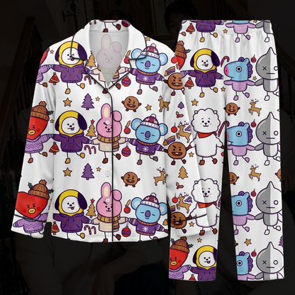 BTS J-Hope BT21 Borahae Weihnachts-Pyjama-Set (süß)