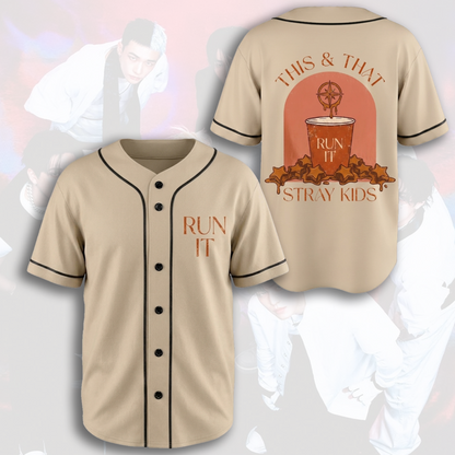 Stray Kids Run It This That Album Baseballtrikot Orange Saison Merch Geschenke für Fans