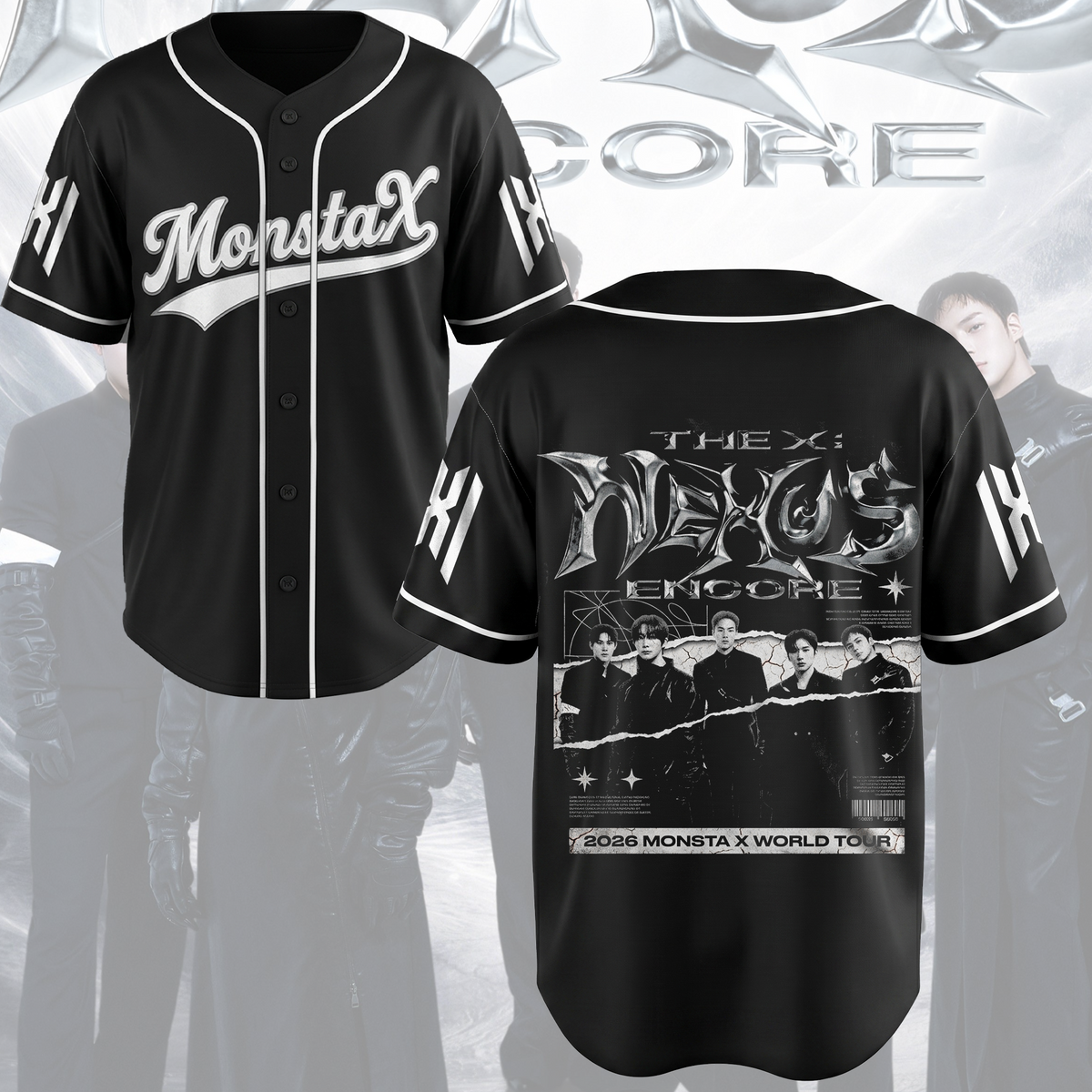 Retro The X MonstaX Nexus Encore Welttournee Baseballtrikot Fan-Edition