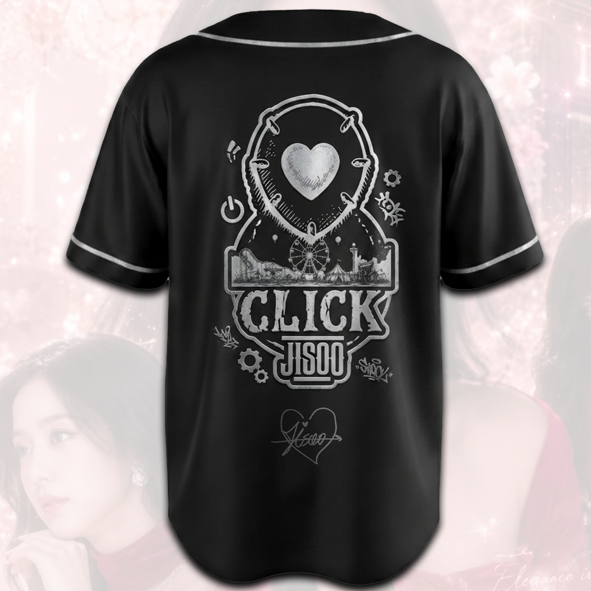 Vintage Blackpink Jisoo Click Album Baseballtrikot Fan-Edition