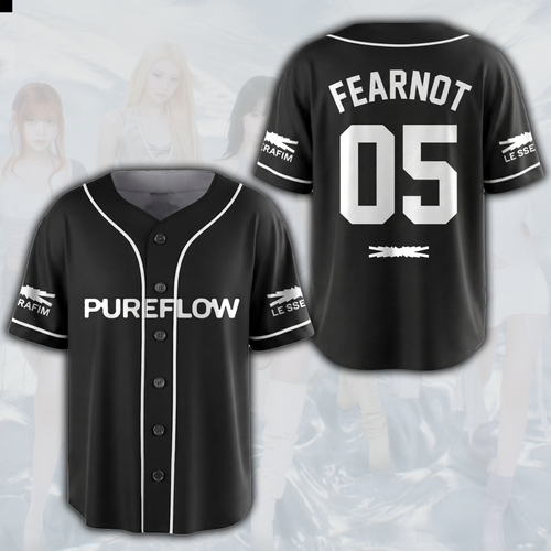 Pureflow World Tour Le Sserafim schwarzes Baseball-Trikot Geschenk für Fans