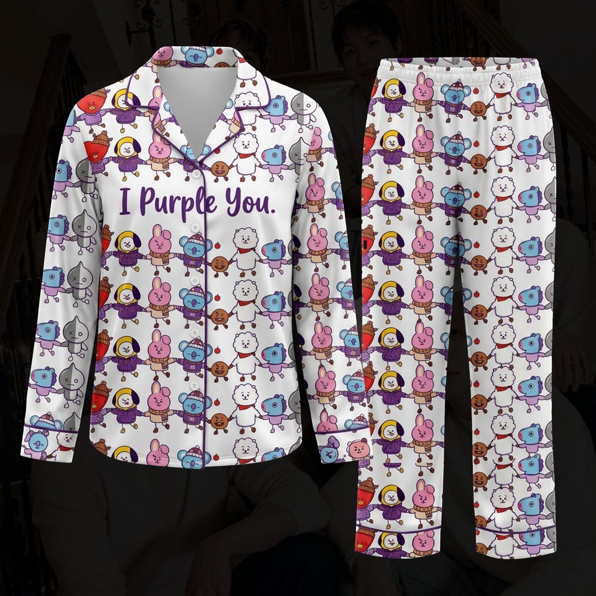 BTS J-Hope BT21 Borahae Weihnachts-Pyjama-Set (süß)
