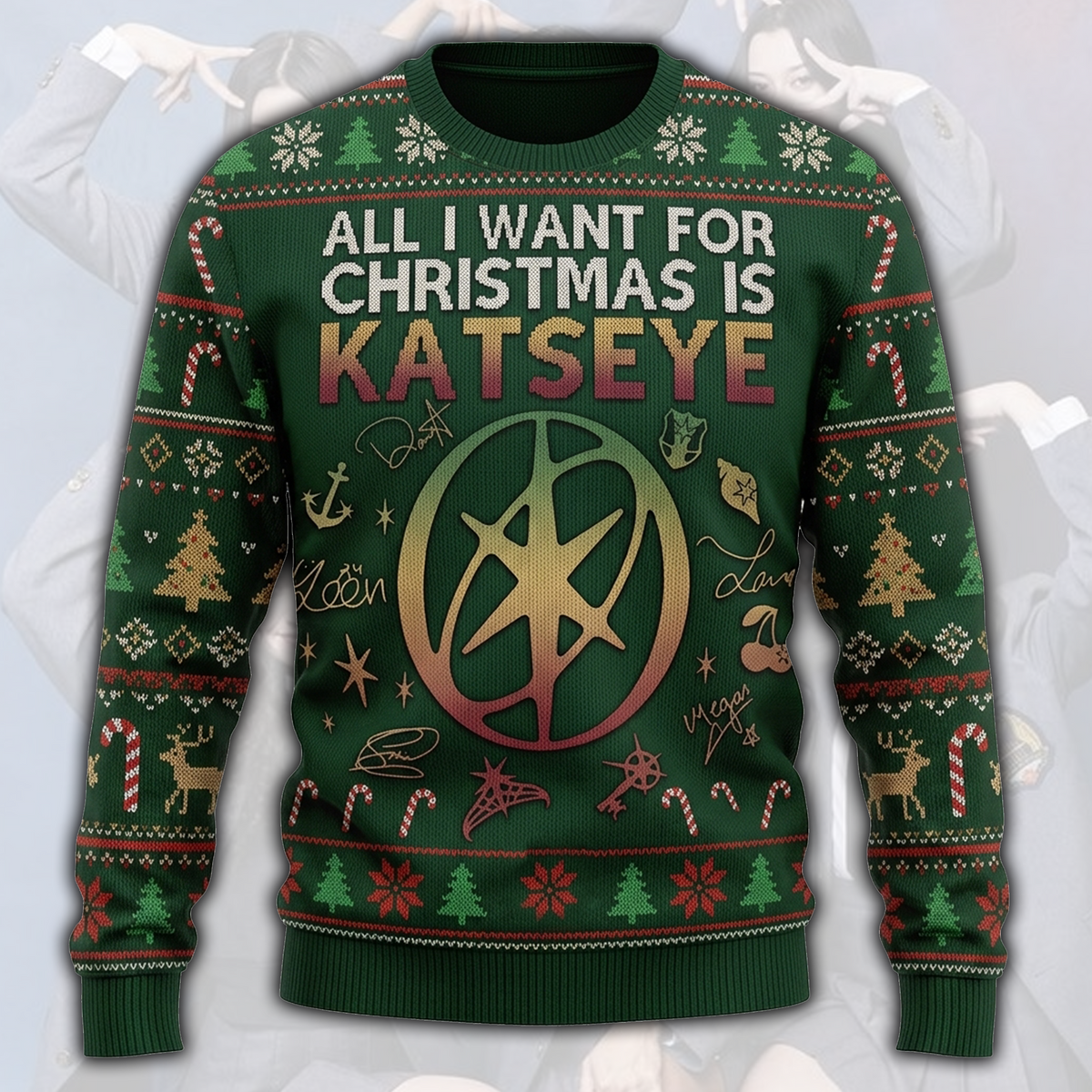 Peppermint Katseye Hässlicher Weihnachtspullover Fan-Edition