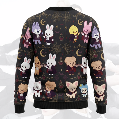Premium Black Gold SKZOO Halloween-Strickjacke Geschenk für Fans