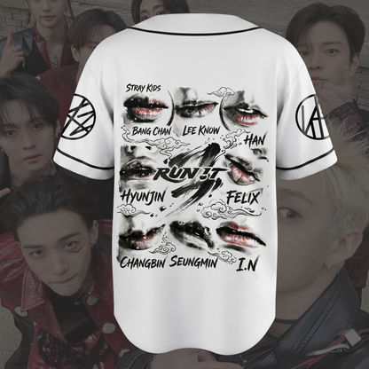 Aufregendes Stray Kids Run It World Tour Baseball-Trikot Lippen Geschenk für Fans