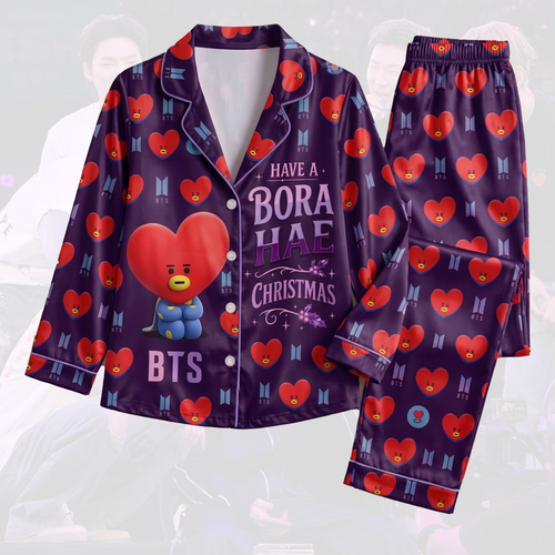BTS V BT21 Borahae Weihnachtliches süßes Pyjama-Set