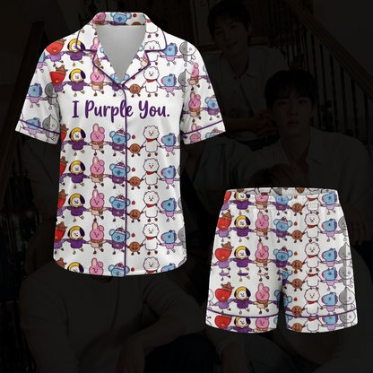 BTS J-Hope BT21 Borahae Weihnachts-Pyjama-Set (süß)