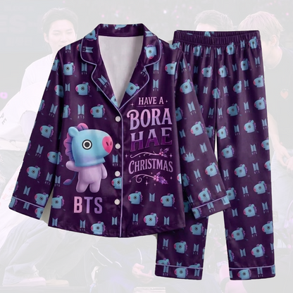 BTS J-Hope BT21 Borahae Weihnachts-Pyjama-Set (süß)
