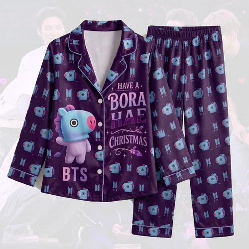 BTS J-Hope BT21 Borahae Weihnachts-Pyjama-Set (süß)