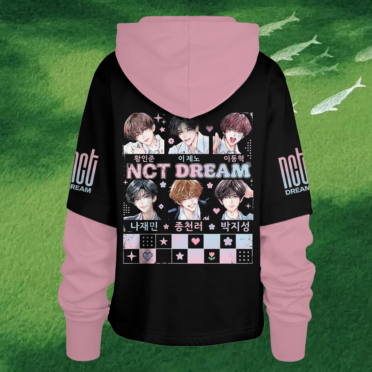 NCT 127 Blingy Full-Group niedliches Cartoon-Maskottchen Doodle Shortstop Kapuzenpullover Geschenk für Fans