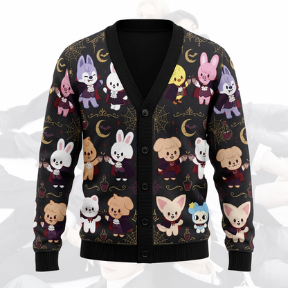 Premium Black Gold SKZOO Halloween-Strickjacke Geschenk für Fans