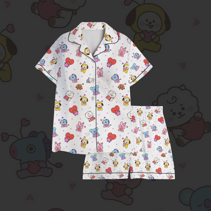 BT21 Purple Heart BTS Schlafanzug-Set Geschenk für Verliebte