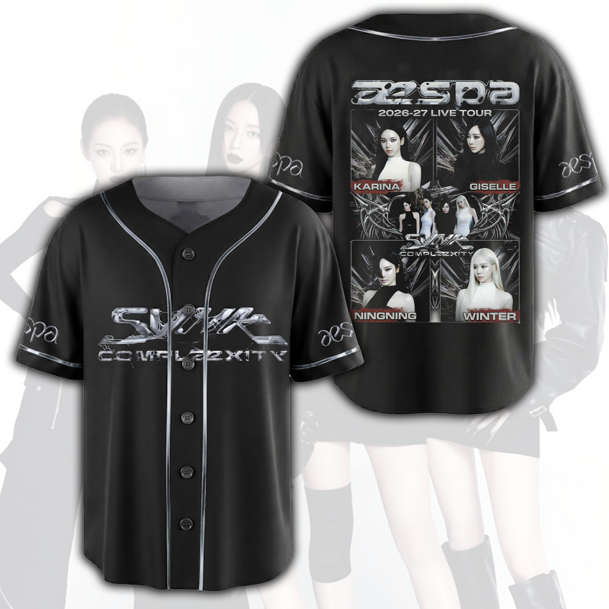 Aespa Synk Complexity Collage Baseball-Trikot Oberteil Fan-Geschenk