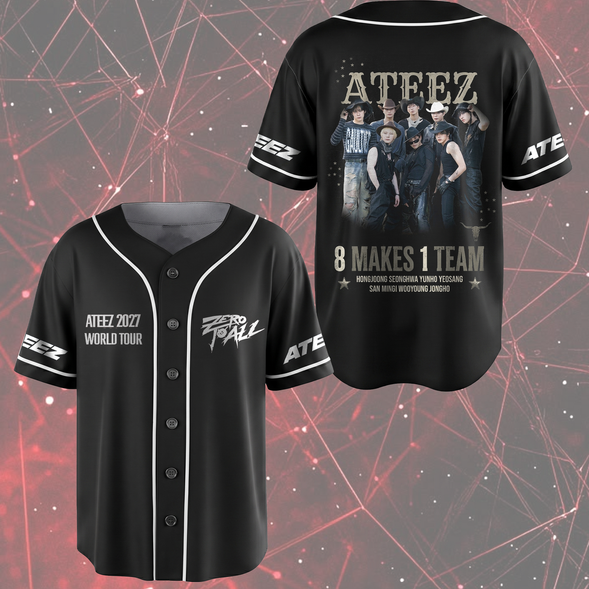 Vintage ATEEZ Hongjoong Enough Baseballtrikot Geschenk für Fans
