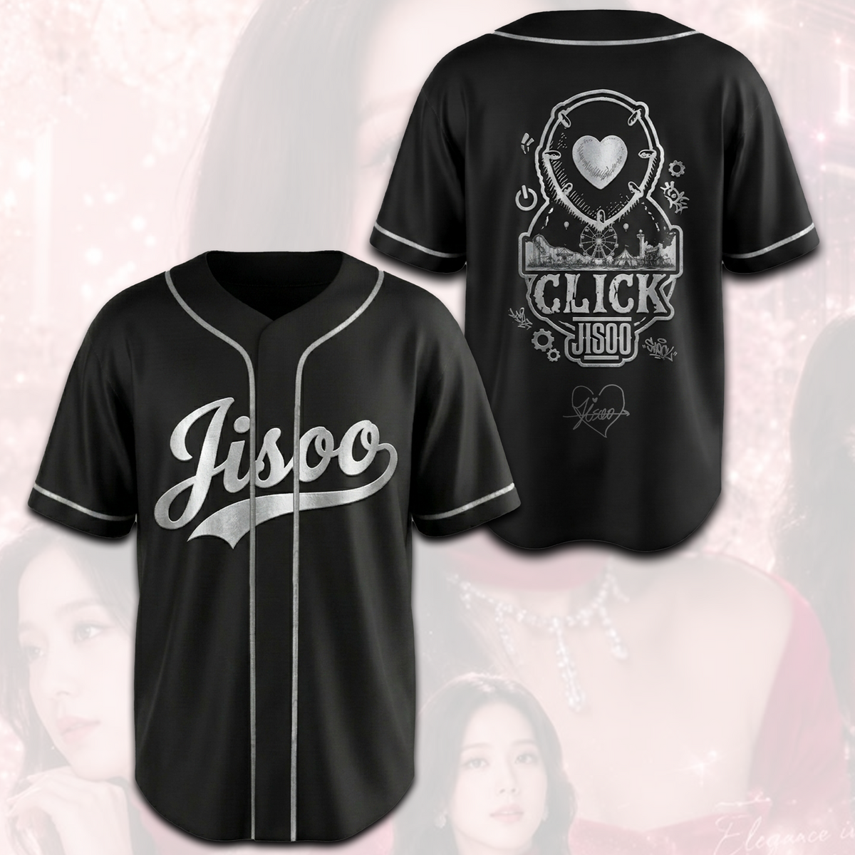 Vintage Blackpink Jisoo Click Album Baseballtrikot Fan-Edition