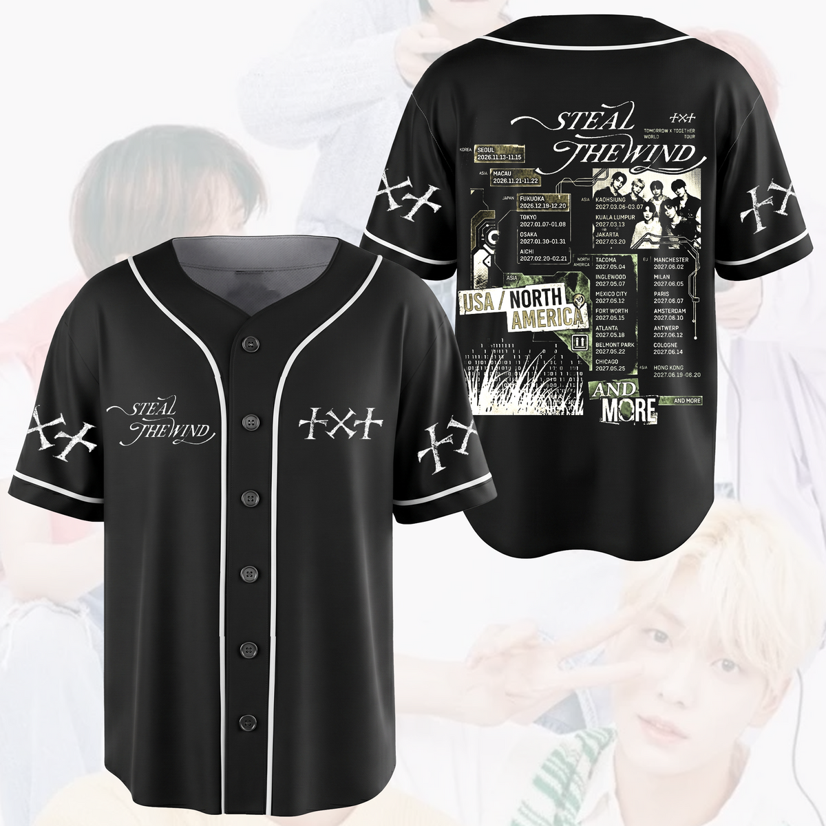 Streetwear TXT Steal The Wind Tour Baseball-Trikot Tomorrow X Together Shirt Fan-Geschenke