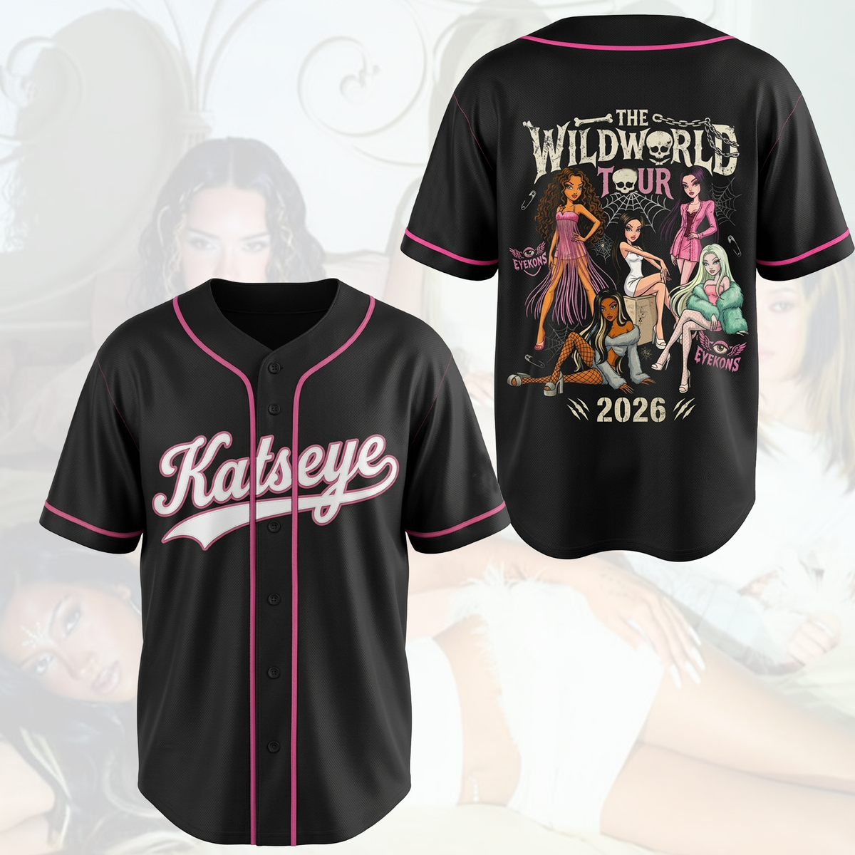 Feral The Wildworld Tour Katseye Y2K Pink Pop Baseballtrikot Geschenk für Fans