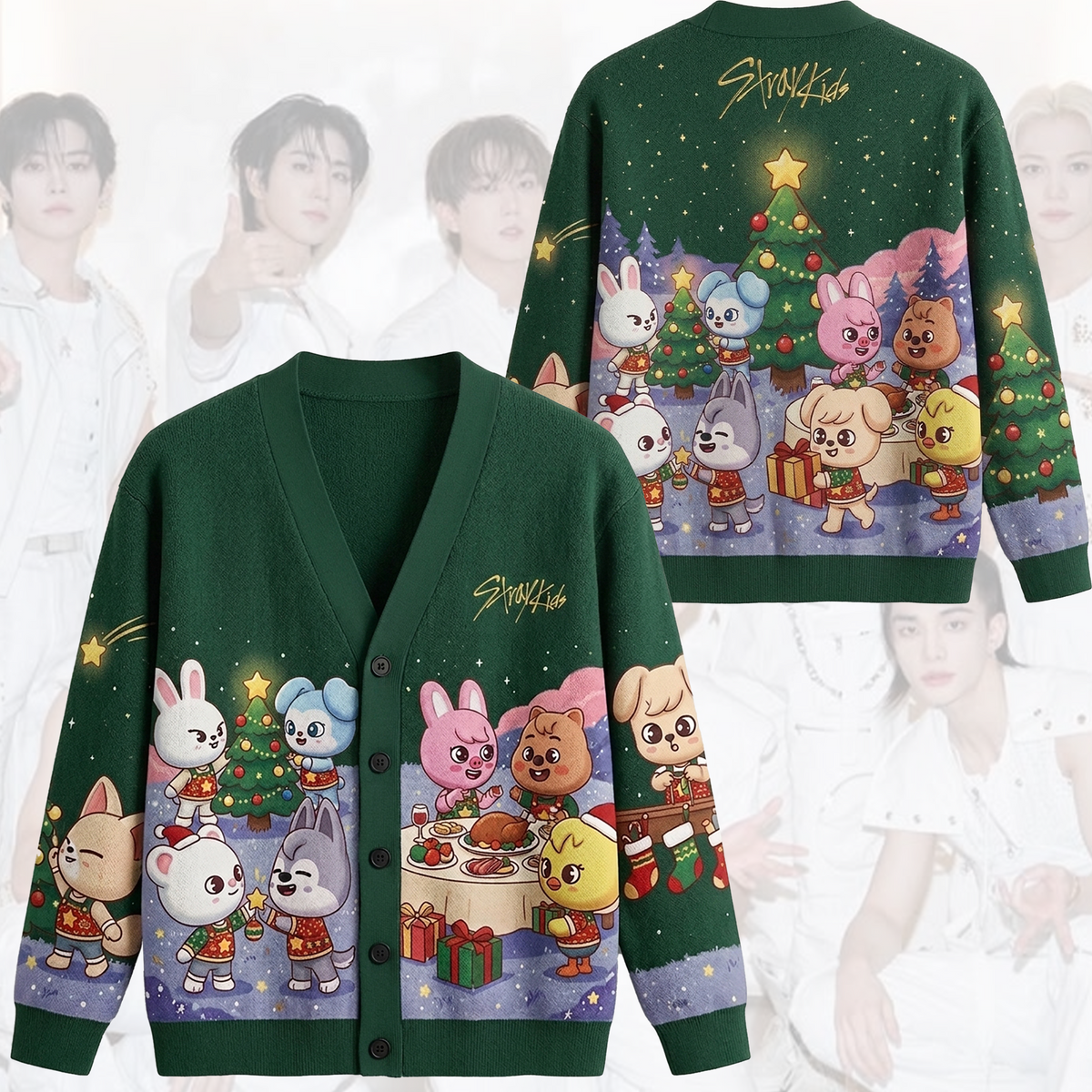 Kawai Skzoo Stray Kids Weihnachts-Cardigan Konzert-Outfit Geschenk für Fans