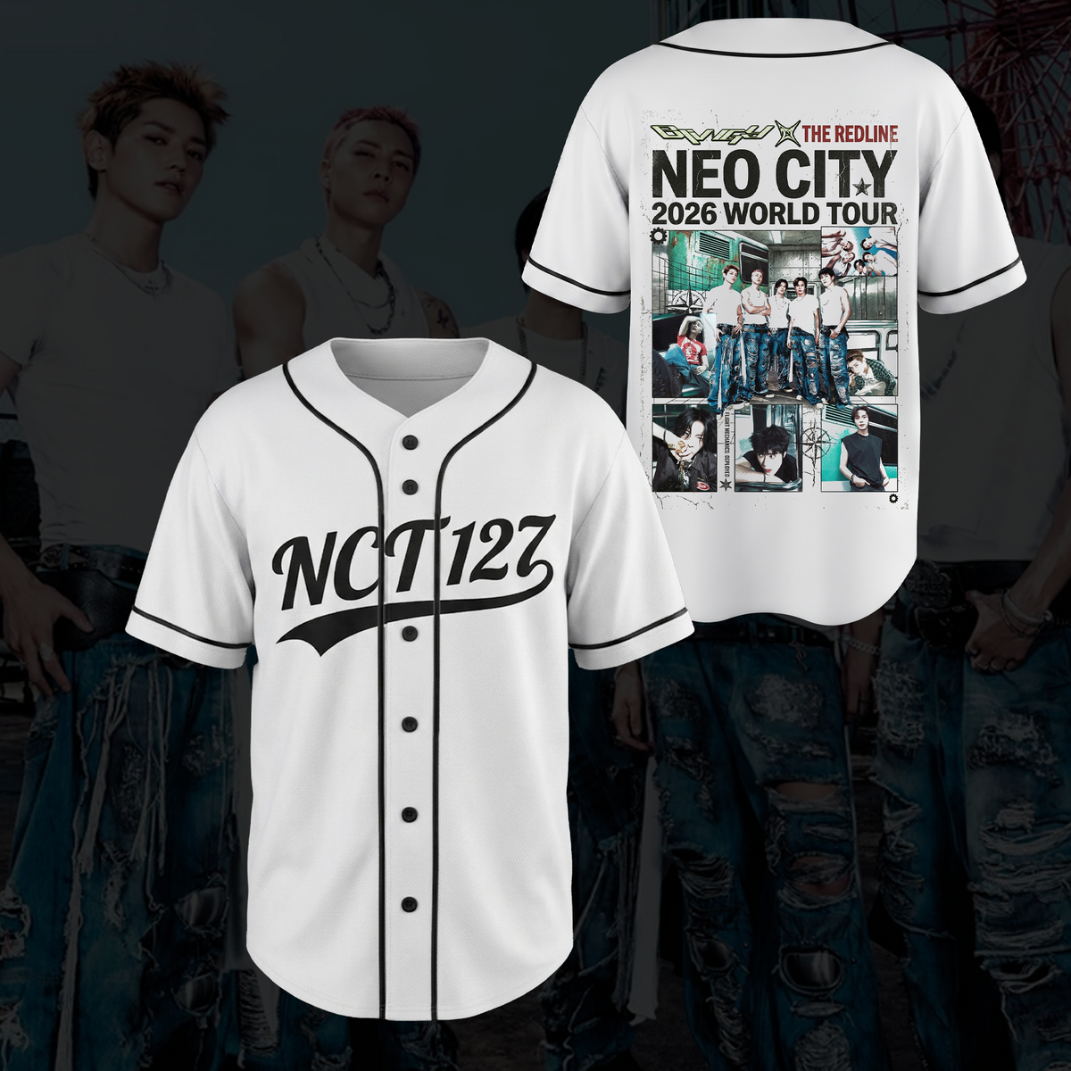 Vintage NCT 127 The Redline Welttournee Baseballtrikot Fan-Geschenke