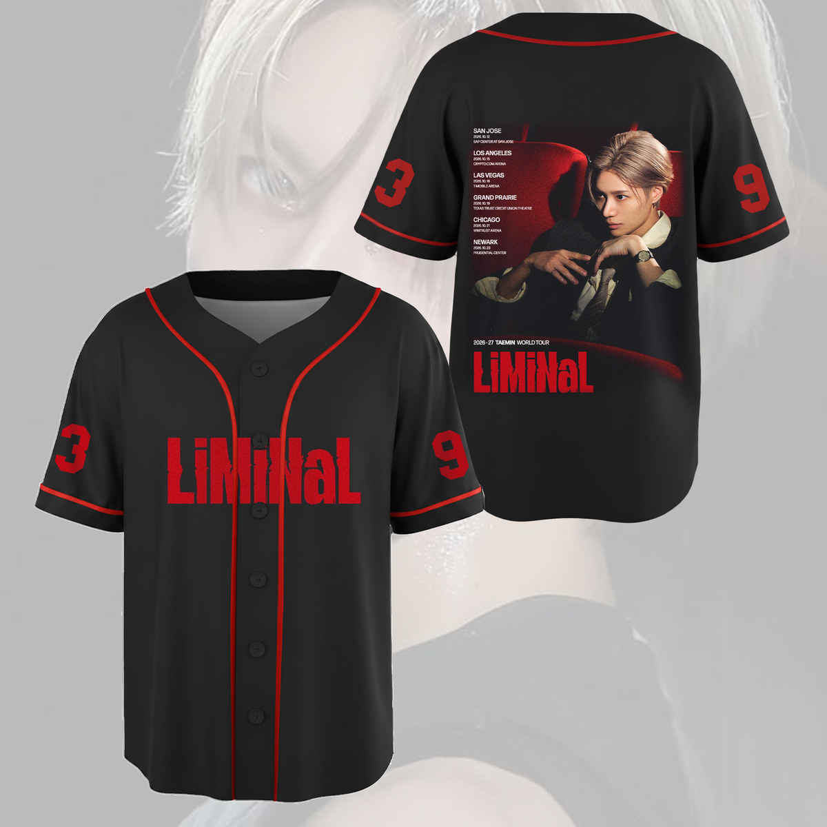 Stilvolles Taemin 93 LiMiNaL Epic Tour Baseball-Trikot Geschenk für Fans