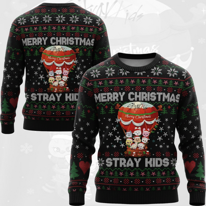 Kawai Skzoo Heißluftballon Weihnachts-Ugly-Sweater Geschenk für Verliebte