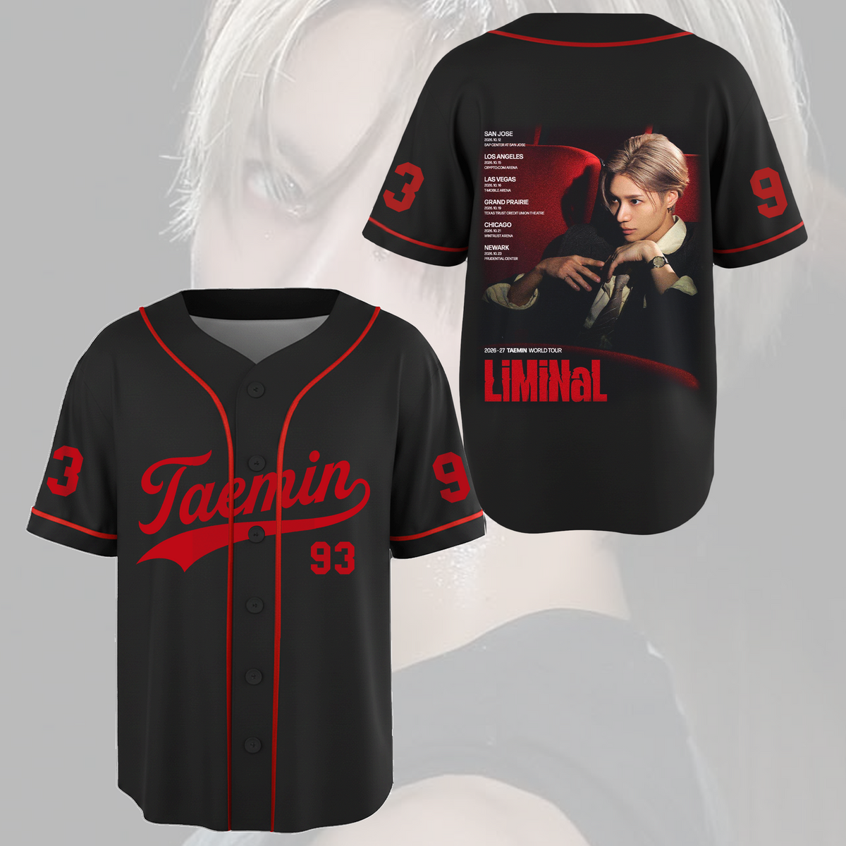 Stilvolles Taemin 93 LiMiNaL Epic Tour Baseball-Trikot Geschenk für Fans