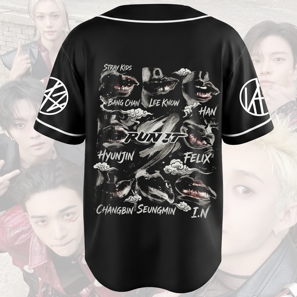Aufregendes Stray Kids Run It World Tour Baseball-Trikot Lippen Geschenk für Fans