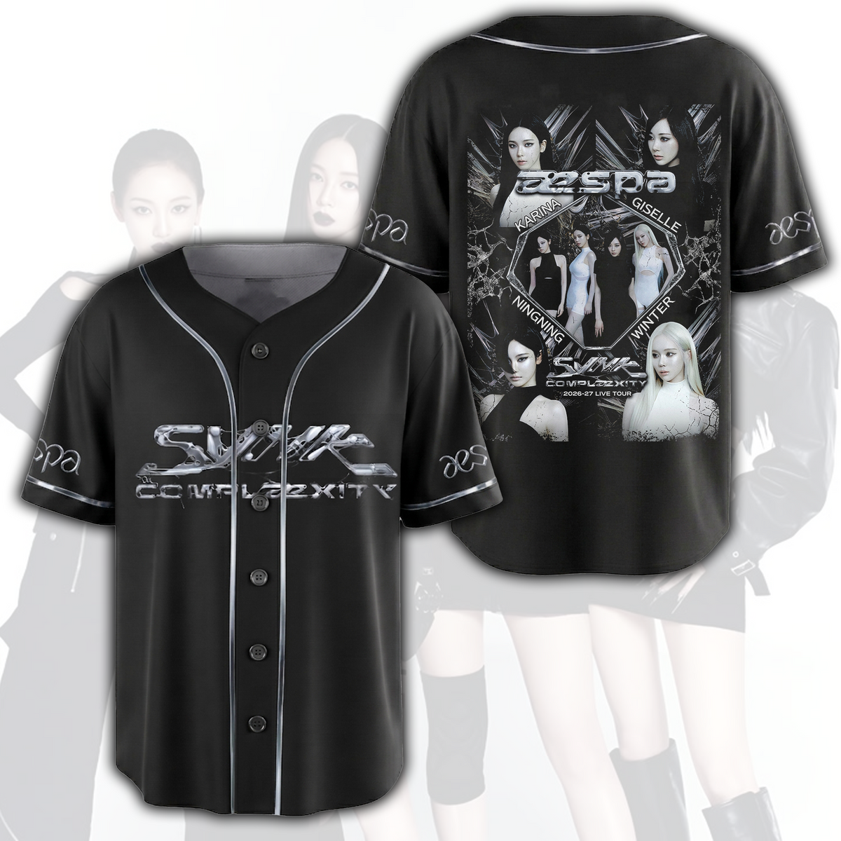Aespa Synk Complexity Collage Baseball-Trikot Oberteil Fan-Geschenk