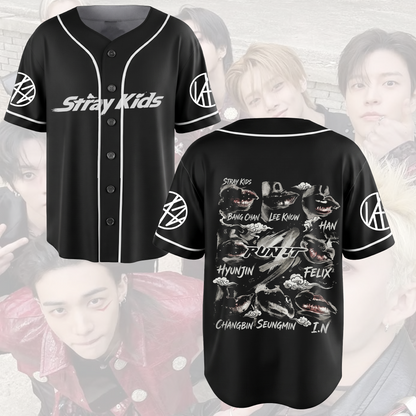 Aufregendes Stray Kids Run It World Tour Baseball-Trikot Lippen Geschenk für Fans