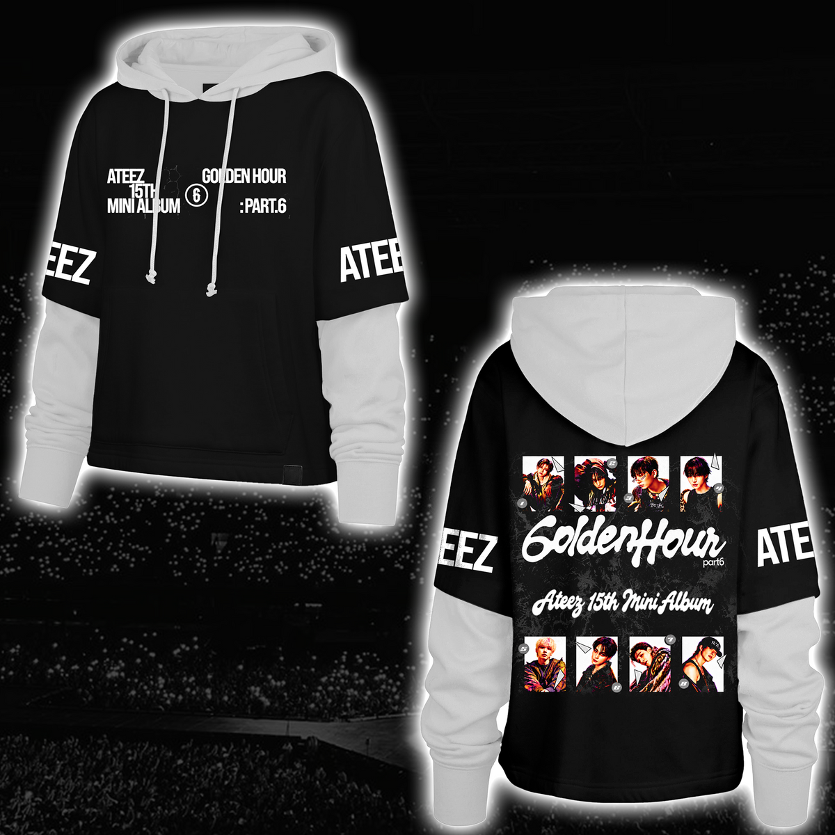 Bold Golden Hour Part 6 ATEEZ 15th Mini Album Shortstop Hoodie For Atiny