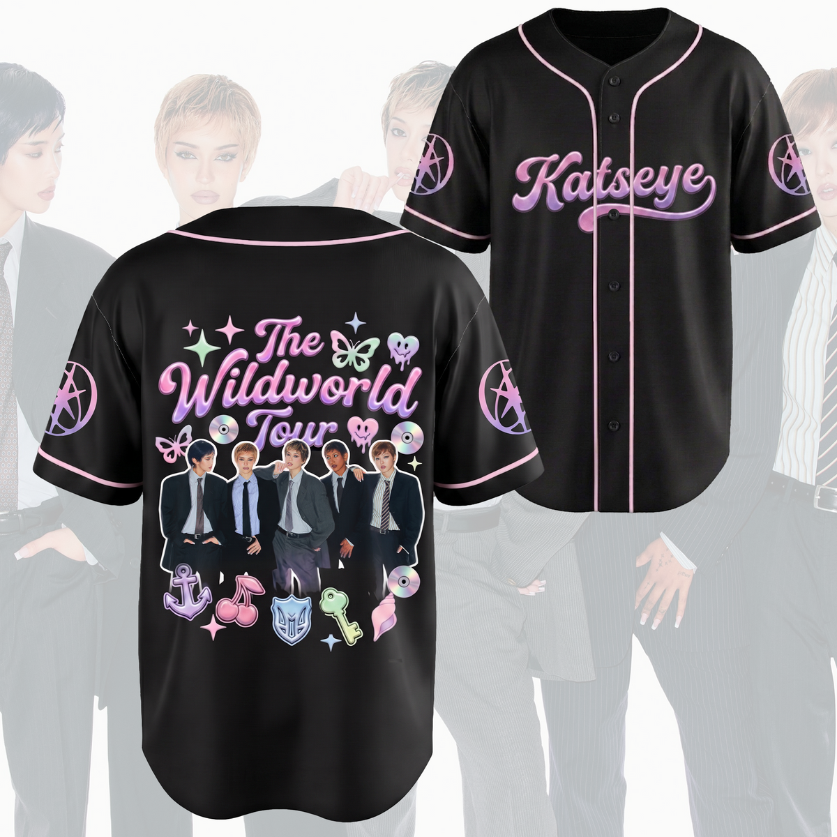 Verspieltes Katseye The WildWorld Tour Baseball-Trikot Geschenk für Fans