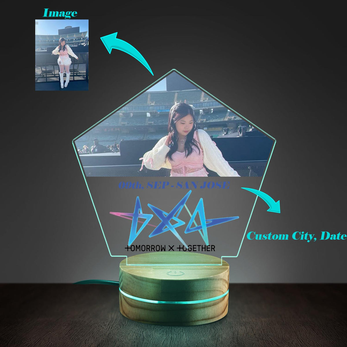 WAVESTEEᵀᴹ Tomorrow X Together Personalization Image, City Lamp LED  16 RGB Colors