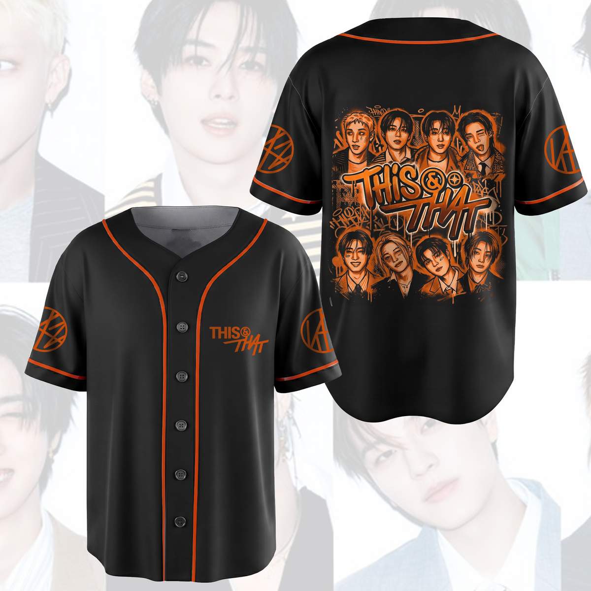 Stray Kids This That Album Baseball-Trikot Orange Graffiti Fan-Art Streetwear Geschenke für Stay